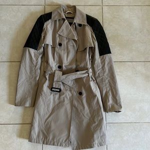 Mackage trench coat with leather shoulders